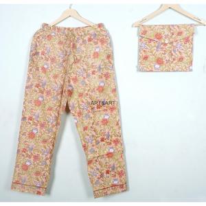 Conjunto de pijamas de algodón 100% con estampado floral para mujer, pijama de manga larga con cuello redondo, ropa de dormir informal para verano y primavera - Product Image 5