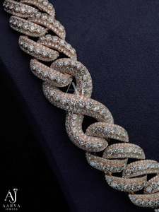 Collar de Cadena Cubana de Moissanita Chapado en Oro Rosa y Rodio de 18K, Gargantilla con Eslabones Pavé, Joyería Brillante Estilo Hip Hop para Hombres y Mujeres - Product Image 2