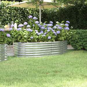 Grand lit de jardin surélevé en acier enduit de poudre argentée, durable, pour pots et jardinières - Product Image 1