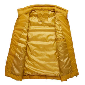 Gilet matelassé homme couleur moutarde, chaud pour l'hiver, doublé polaire, col montant, fermeture éclair intégrale, sans manches, respirant, style streetwear - Product Image 3
