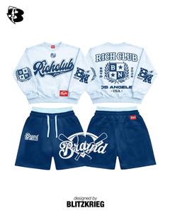 ชุดวอร์มสีดำเขียว |   เสื้อสเวตเชิ้ตและกางเกงขาสั้นขนาดใหญ่พิเศษ |   ชุดเซ็ตสตรีทแวร์ Los Angeles Athletic Dept แบบเข้าชุดกัน รับผลิตแบบ OEM แบรนด์ส่วนตัว - Product Image 4