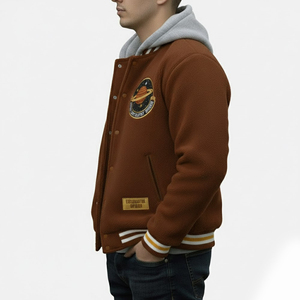 Custom Chenille Embroidery <b>Fleece</b> <b>Lining</b> Varsity <b>Jacket</b> High Street Style Men <b>Fleece</b> Varsity <b>Jackets</b> For Online Sale - Product Image 5