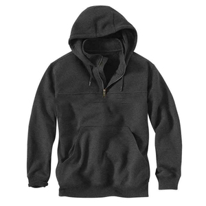 Sudadera con capucha de cierre de cremallera de un cuarto para hombre, verde oscuro, de felpa francesa, con bolsillo y cordón, informal - Product Image 6