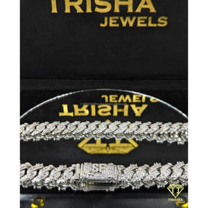 Modern Lab Grown Diamond Cuban <b>Necklace</b> for Men Luxury <b>Statement</b> Hip Hop Chain with Brilliant Sparkle By Trisha Jewels - Product Image 5