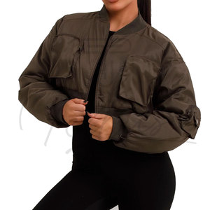 Customize Your Own Design Women's 2026 Style Knitted Puffer Bomber Jacket Autumn/Winter Cropped Waterproof Short <b>Zipper</b> Closure - Product Image 5