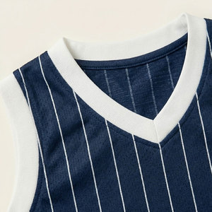 Camiseta de Baloncesto a Rayas para Hombre, Sin Mangas, Cuello en V, Poliéster que Absorbe la Humedad, Uniforme para Todas las Temporadas, Ropa Deportiva para Adultos - Product Image 4