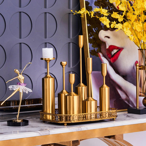 Nouveau Porte-bougie décoratif en métal doré pour Noël, les mariages ou la table à manger – Chandelier décoratif - Product Image 2