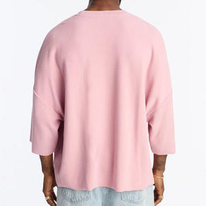 T-shirt unisexe à col rond et manches longues, de bonne qualité, 100% coton, coupe ample et carrée, style streetwear, marque privée, fournisseur OEM ODM - Product Image 3