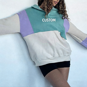 Custom Womens Color Block Tracksuit Set Heavyweight <b>Button</b> Up Sweatshirt Wide Leg Pants Streetwear Lounge Wear <b>Suit</b> Loose Fit - Product Image 6