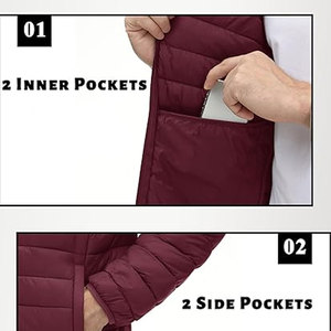 Unisex Quilted Lined Puffer <b>Jacket</b> Thick <b>Packable</b> Winter Coat Hood Stand 100% Nylon Customizable Design Factory Direct Supply - Product Image 3