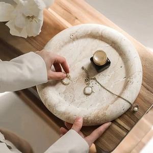 Plateau de service en pierre de travertin beige naturel pour comptoir de cuisine, meuble-lavabo de salle de bain, décoration intérieure et table à manger - Product Image 6