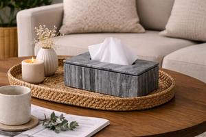 Caja de pañuelos moderna de mármol gris, ideal para escritorio de oficina, mostrador de baño, mesa del hogar y ocasiones de regalo. Venta al por mayor desde India. - Product Image 3