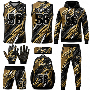 Fabricant de vêtements de football personnalisés, uniforme d'entraînement 7v7 sublimé avec le nom du joueur, maillot de flag football et bandeau - Product Image 1