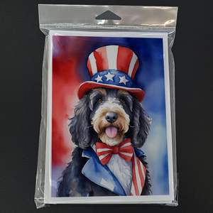 Bernedoodle Patriotic American Whimsical A7 Size 5x7 Blank Note <b>Cards</b> Pack of 8 Envelopes <b>Greeting</b> <b>Cards</b> - Product Image 3