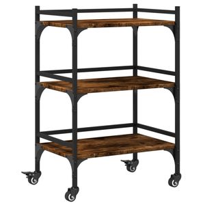 Chariot de cuisine en bois d'ingénierie de chêne fumé 19,7''x13,8''x29,7'', îlots et chariots de cuisine - Product Image 2