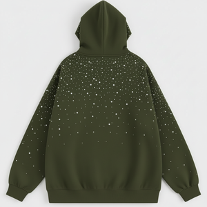 Custom Rhinestone Hoodie Unisex High Quality Custom Diamond Cotton Fleece <b>Pullover</b> <b>Men</b> Rhinestone Hoodie - Product Image 6