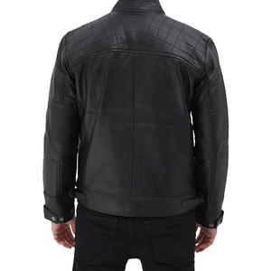 Veste en cuir d'agneau pour homme, col montant, respirante, style streetwear, brodée, OEM, vente en gros, prix abordable - Product Image 3