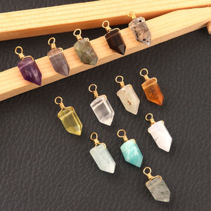 Conector colgante en forma de bala de amazonita natural, Conector de cristal curativo envuelto en alambre para joyería, venta al por mayor - Product Image 4