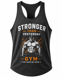 Camiseta de tirantes de algodón negra extragrande para hombre con estampado personalizado, estilo Y-back, OEM, precio bajo - Product Image 1