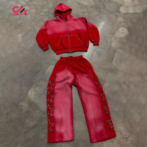 Survêtement décontracté pour homme avec strass personnalisés, 100 % coton, fermeture à cordon, faible MOQ, vêtement d'extérieur tendance - Product Image 6