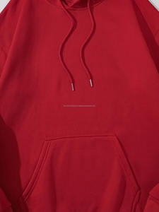 Sudadera con Capucha Roja Sólida para Hombre, Deportiva, Otoño Invierno, Cálida, Transpirable, de Secado Rápido, para Usar en Capas, Ropa de Calle de Temporada, 100% Algodón - Product Image 2
