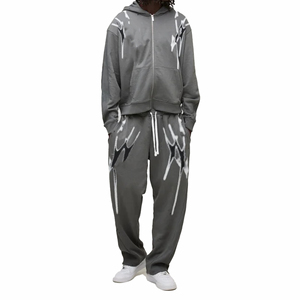 Conjunto Deportivo Unisex al por Mayor: Sudadera con Capucha y Pantalones de Chándal de Poliéster, Diseño Sólido con Lavado Ácido, Cortavientos - Product Image 1
