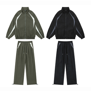 Yellow Black Plus Size Regular Fit Waterproof Eco-Friendly Lightweight Windbreaker Tracksuit Set <b>Zip</b>-<b>Up</b> <b>Jacket</b> Pants Street Wear - Product Image 1