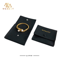 Pochette à bijoux Webest en velours microfibre noir avec fermeture à bouton-pression pour le rangement de bijoux