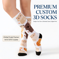 Chaussettes de compression athlétiques personnalisées imprimées numériquement en 3D, pour la course à pied, en polyester et coton respirant, longues jusqu'au genou