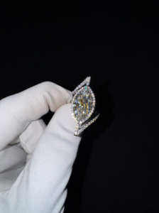 Women's Unique 7CT Marquise Cut 14K Solid White Gold Moissanite solitaire Diamond Engagement Wedding Designer <b>Rings</b> Gift for Her - Product Image 2