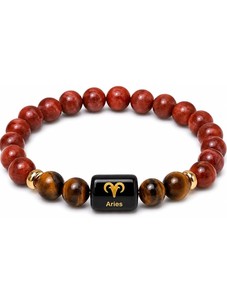 Bracelet en perles Aries, pierre naturelle, agate, plaqué or, bijoux unisexes, cadeau - Product Image 5