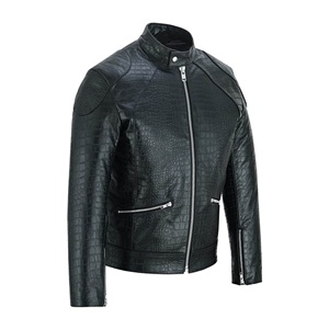 Chaqueta de Cuero Bomber de Invierno para Hombre, la Más Vendida, Reversible, Color Personalizado, Cuello Alto, Piel de Oveja Grabada, Fabricación OEM - Product Image 1