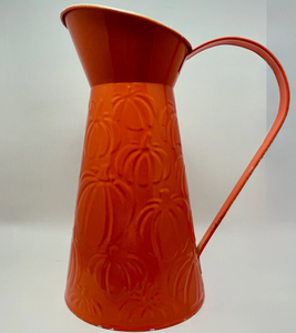 Pichet décoratif, vase à fleurs, bidon à lait, carafe en métal galvanisé, fer, style rustique campagnard, décoration saisonnière automne, citrouille - Product Image 2