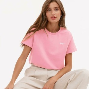 T-shirt pour femme en jersey 100% coton, blanc, col rond, avec impression de logo, coupe classique, style décontracté, manches courtes, toutes saisons, OEM - Product Image 3