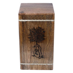 Eco-Friendly <b>Large</b> for Mango Wood <b>Box</b> Carved Wooden Urn for Human & Pet Ashes Columbarium Funeral Wholesale Supply - Product Image 3