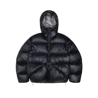 Blouson matelassé noir à capuche pour homme, rembourré en coton, coupe-vent, respirant, col montant, décontracté, manteau d'hiver, coupe droite, fermeture éclair, couleur unie