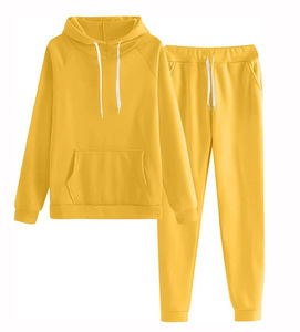 Ensemble de survêtement décontracté pour femme en molleton respirant et écologique, mélange polyester/coton, avec sweat à capuche et pantalon de survêtement de couleur unie, designs uniques - Product Image 5