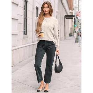 2025 femmes léger à manches longues tunique automne 2025 habillé pull décontracté hauts coupe ample col rond vêtements - Product Image 3