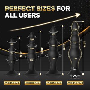 4-teiliger <span class=keywords><strong>anal</strong></span>-plug dildo vibrator für männer prostata-massagegerät analperlen plug g-punkt hintern erwachsene masturbation analsex-spielzeug für paare - Product Image 2
