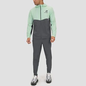 Custom Two Piece Hooded Solid Streetwear Tracksuit Men's Sportswear Fitness Training Jogging Set Breathable Windproof <b>Fleece</b> - Product Image 3