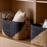 Panier de rangement rond en jacinthe d'eau, fait main, de luxe, durable, fournisseur en gros du Vietnam