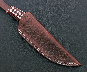 Sizzco มีดเหล็กดามัสกัสหลายสีที่สวยงามทำด้วยมือด้าม Micarta Corian ที่วางตรงขอบสำหรับ - Product Image 5