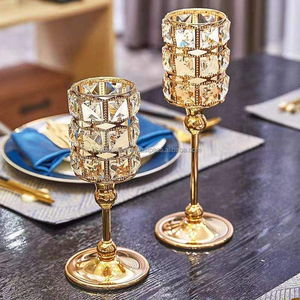 Contenedor de plumas de cristal para el hogar, decoración de mesa de cena con velas, portavelas de cristal, piezas de decoración - Product Image 2