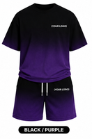 Conjunto de Camiseta y Pantalones Cortos para Hombre con Logotipo Personalizado, Degradado, 100% Poliéster, Sublimado, Estilo Deportivo Informal de Verano, 2 Piezas