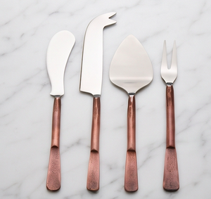 Juego de cuchillos para queso de acero inoxidable de 4 piezas con mangos de cobre hechos a mano, herramientas para queso para utensilios de cocina - Product Image 1