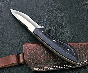 Beau couteau de Camping de chasse Sizzco en acier inoxydable, fait à la main, lame fixe forgée, cadeau pour lui, manche Micarta avec bois - Product Image 3