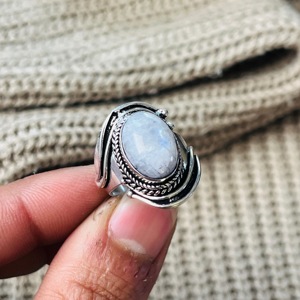Moonstone <b>Ring</b> <b>Boho</b> Tribal Brass <b>Ring</b> 925 Sterling silver <b>ring</b> Cocktail <b>ring</b> oxidized silver <b>ring</b> for women - Product Image 2