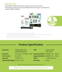 [KINGSMAN GAMING] 2TB M2 SSD 2230 PCIe Gen3X4 Nuevo almacenamiento interno para computadora portátil para Surface Pro y Steam Deck - Product Image 5