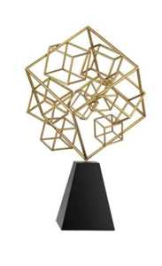Sculpture géométrique multi-cubes en aluminium artisanal, art déco abstrait, objet d'art de table écologique, décoration moderne de luxe pour la maison - Product Image 2