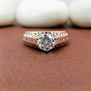 Bague de fiançailles et de mariage D'VINS JEWELS tendance, forme ronde, sertie de pierres de laboratoire taille brillant, couleur D, plaqué or blanc, certifiée - Product Image 1